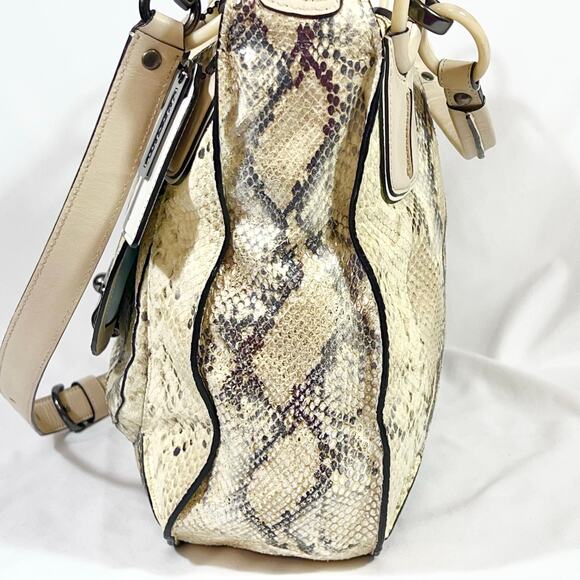 Coach Kristin Python Snakeskin Tote Satchel Shoulder Metallic Limited Edition - Picture 4 of 16